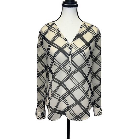 Priced to Sell!! Banana Republic XS Sheer Plaid Button-Up Blouse - Picture 1 of 11